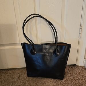 Patricia Nash Black Leather Tote with Double Strap Handles